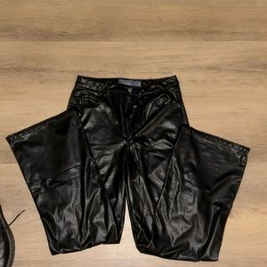 Wide leg faux leather pants